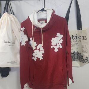 AMPERSAND AVE Burgundy and White Hoodie